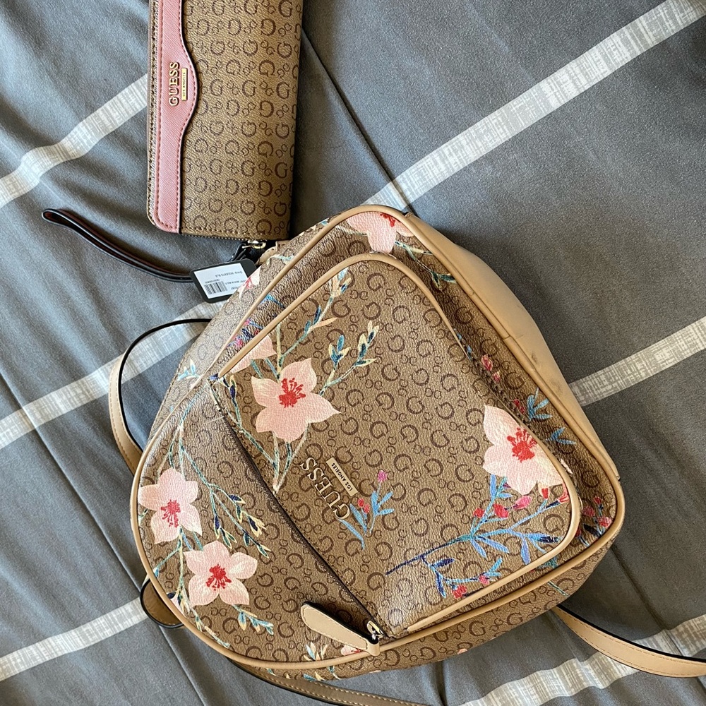 Guess backpack and wallet
